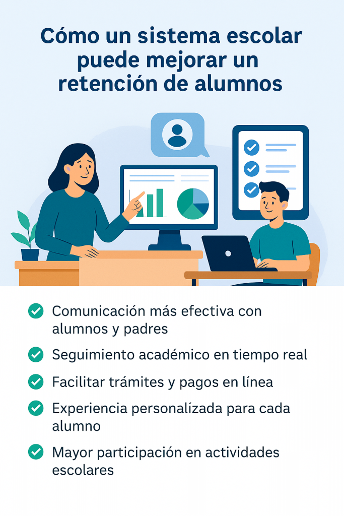 Sistema escolar digital ayudando a la retención de alumnos y reducción de la deserción