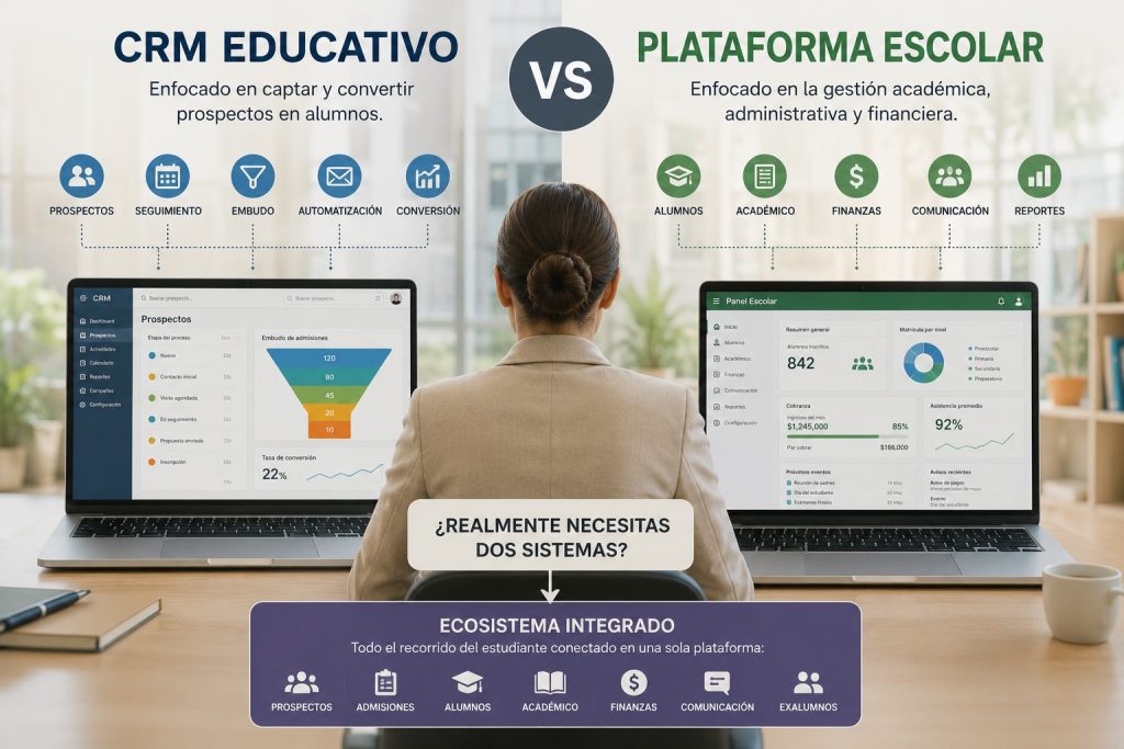 CRM educativo vs plataforma escolar